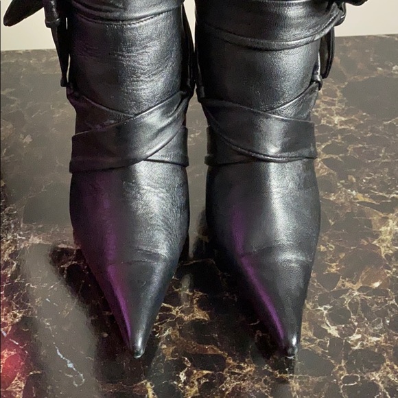 Black Leather Boots with skinny Metal Heel Size 37 - Picture 5 of 10
